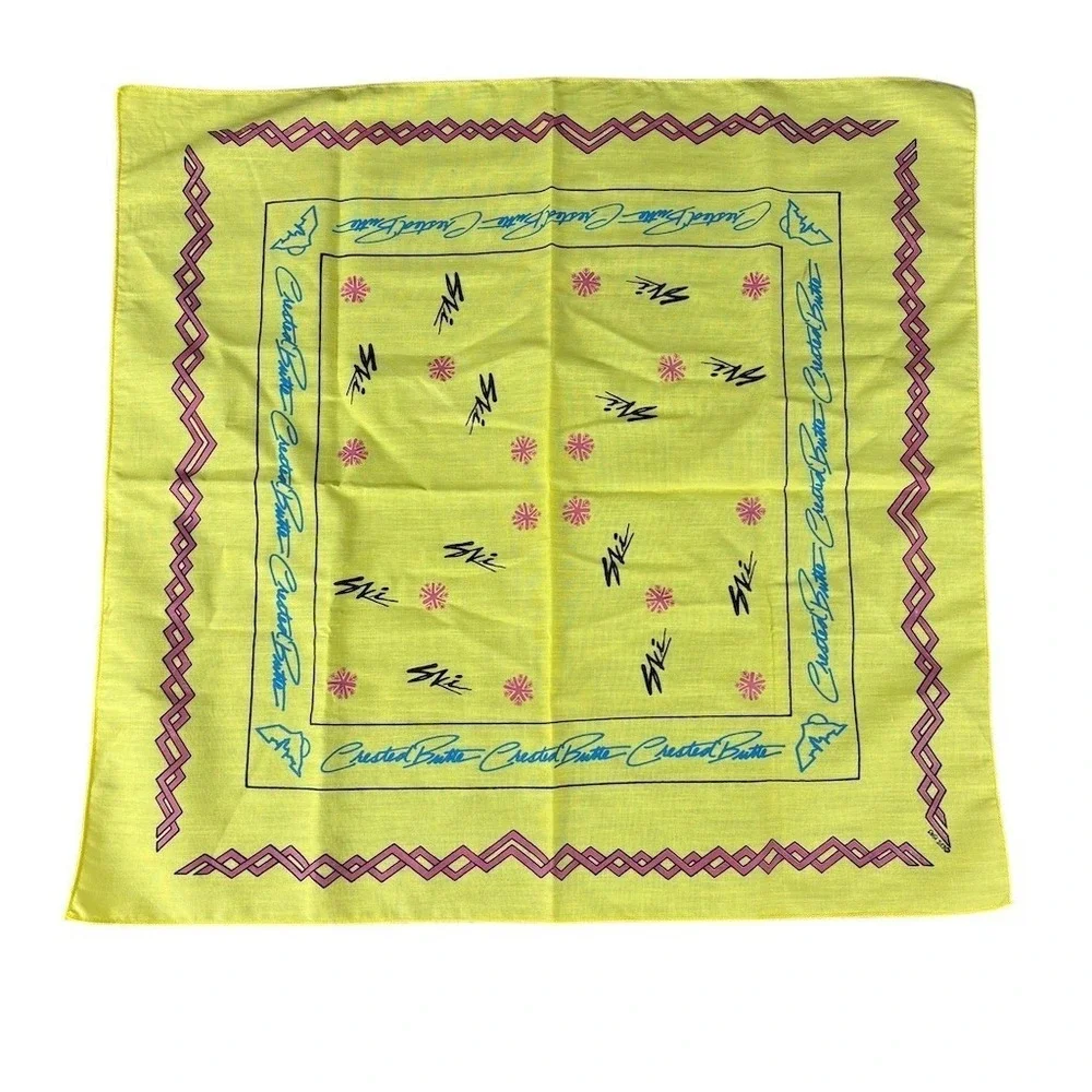 Vintage Crested Butte Colorado‎ Ski Snowflake Print Square Scarf Bandana